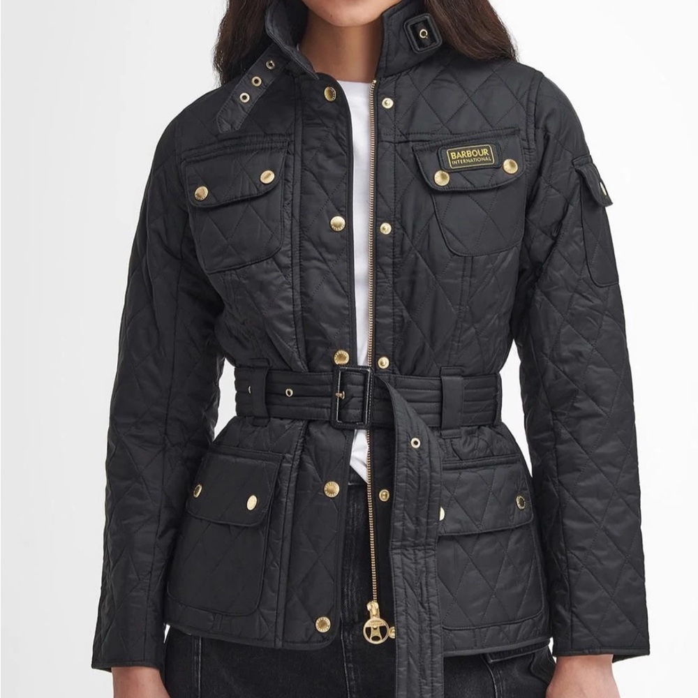 Barbour Black Puffer Jacket with Quilted Design